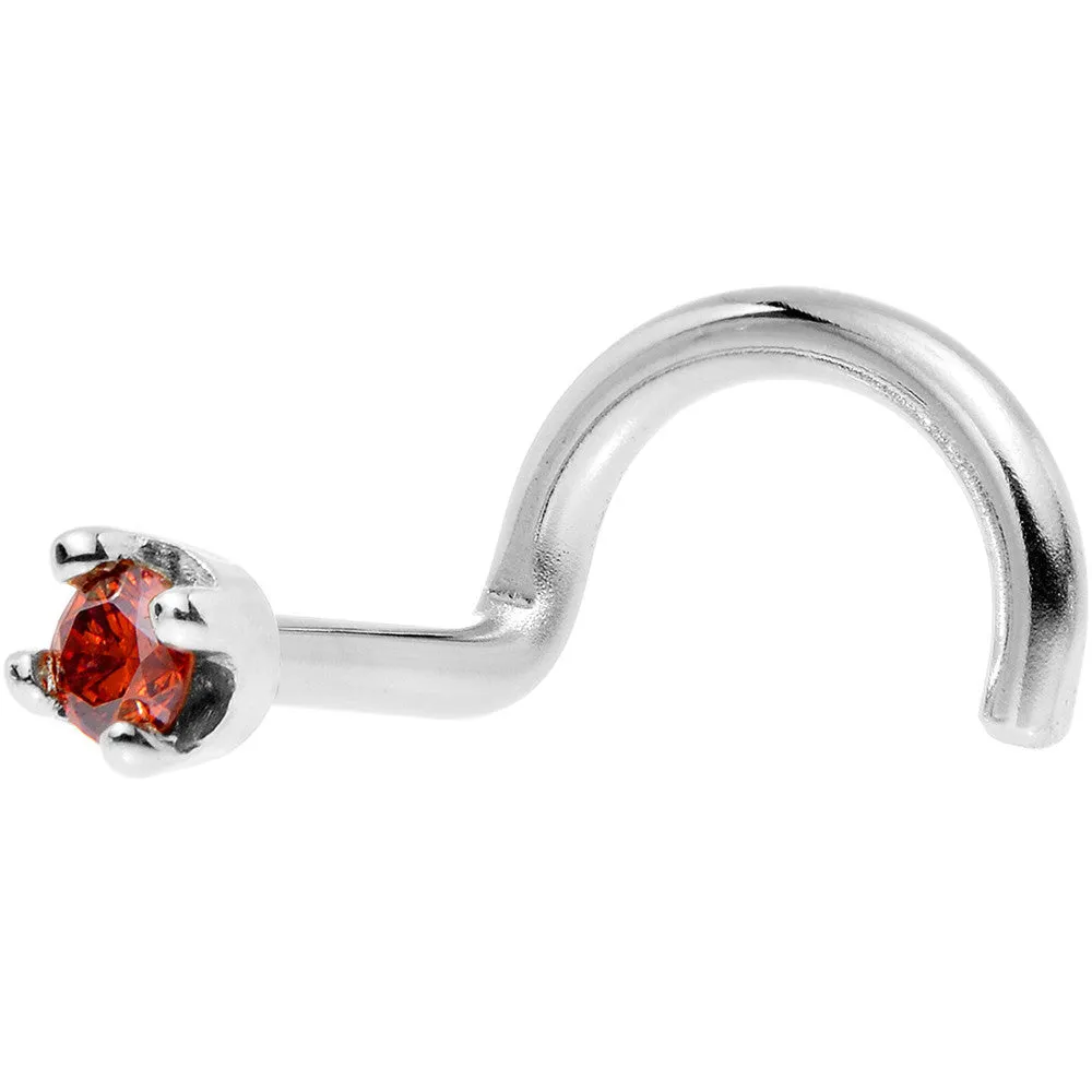 Solid 18KT White Gold 1.5mm Genuine Red Diamond Nose Ring