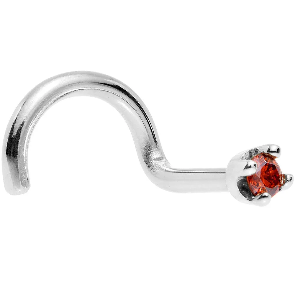 Solid 18KT White Gold 1.5mm Genuine Red Diamond Nose Ring