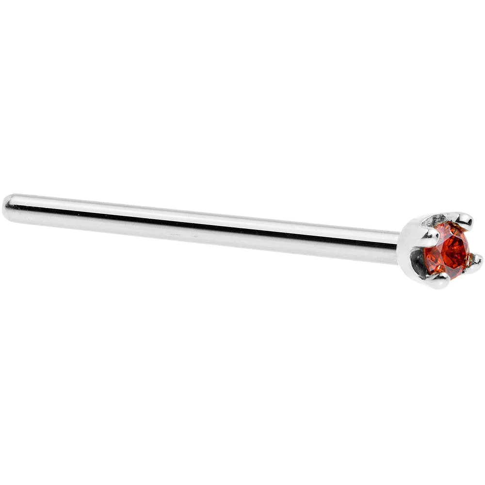 Solid 18KT White Gold 1.5mm Genuine Red Diamond Nose Ring