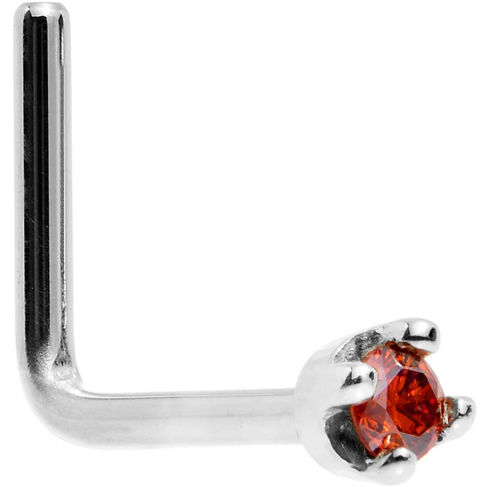 Solid 18KT White Gold 1.5mm Genuine Red Diamond Nose Ring