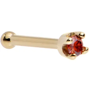 Solid 18KT Yellow Gold 1.5mm Genuine Red Diamond Nose Ring