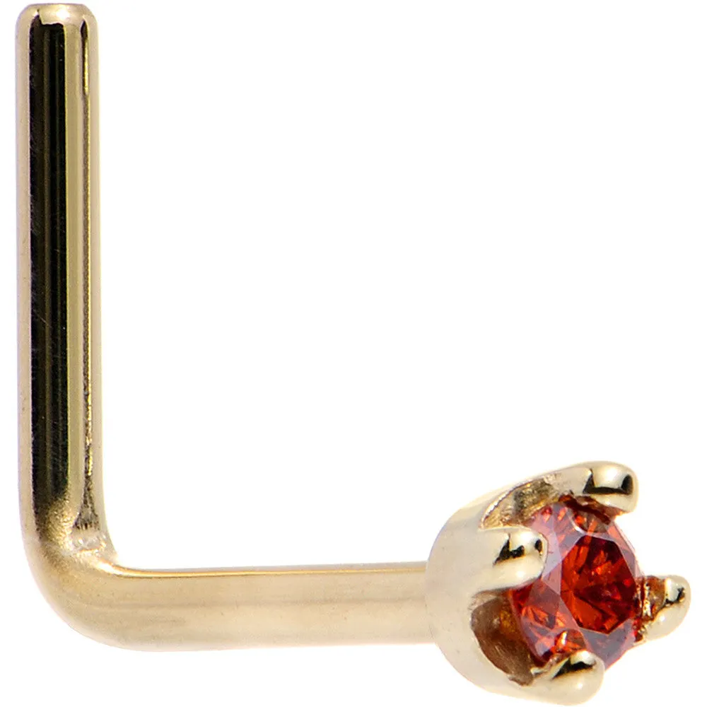 Solid 18KT Yellow Gold 1.5mm Genuine Red Diamond Nose Ring