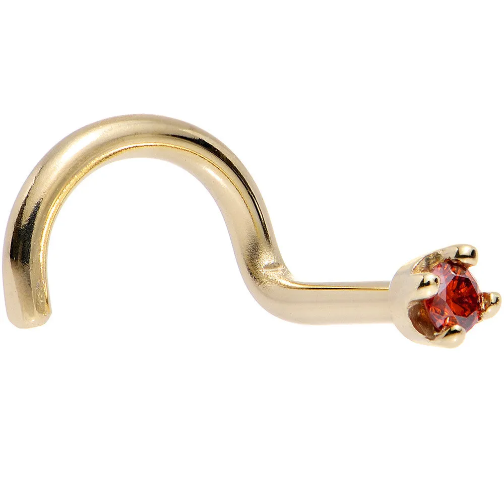 Solid 18KT Yellow Gold 1.5mm Genuine Red Diamond Nose Ring