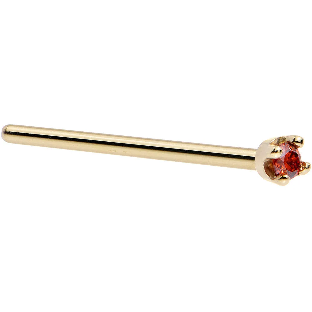 Solid 18KT Yellow Gold 1.5mm Genuine Red Diamond Nose Ring