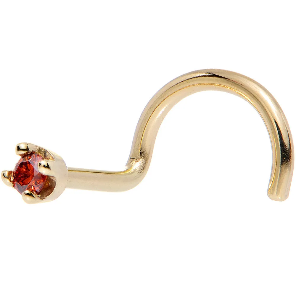 Solid 18KT Yellow Gold 1.5mm Genuine Red Diamond Nose Ring