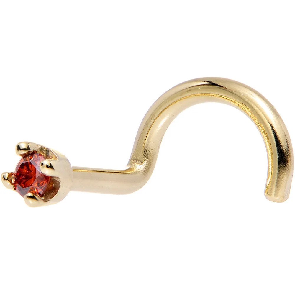 Solid 18KT Yellow Gold 1.5mm Genuine Red Diamond Nose Ring