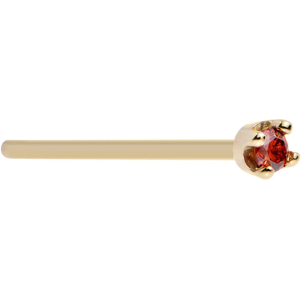 Solid 18KT Yellow Gold 1.5mm Genuine Red Diamond Nose Ring