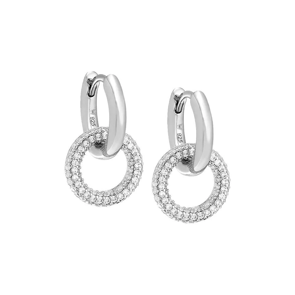 Solid/Pave Interlocked Hoop Earring
