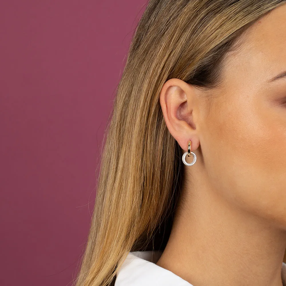 Solid/Pave Interlocked Hoop Earring