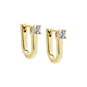 Solitaire Elongated Oval Shape Huggie Earring