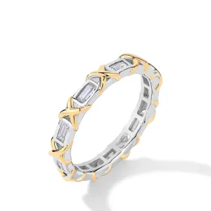 Sparkling Emerald-cut Diamond Two-Tone Engagement Ring