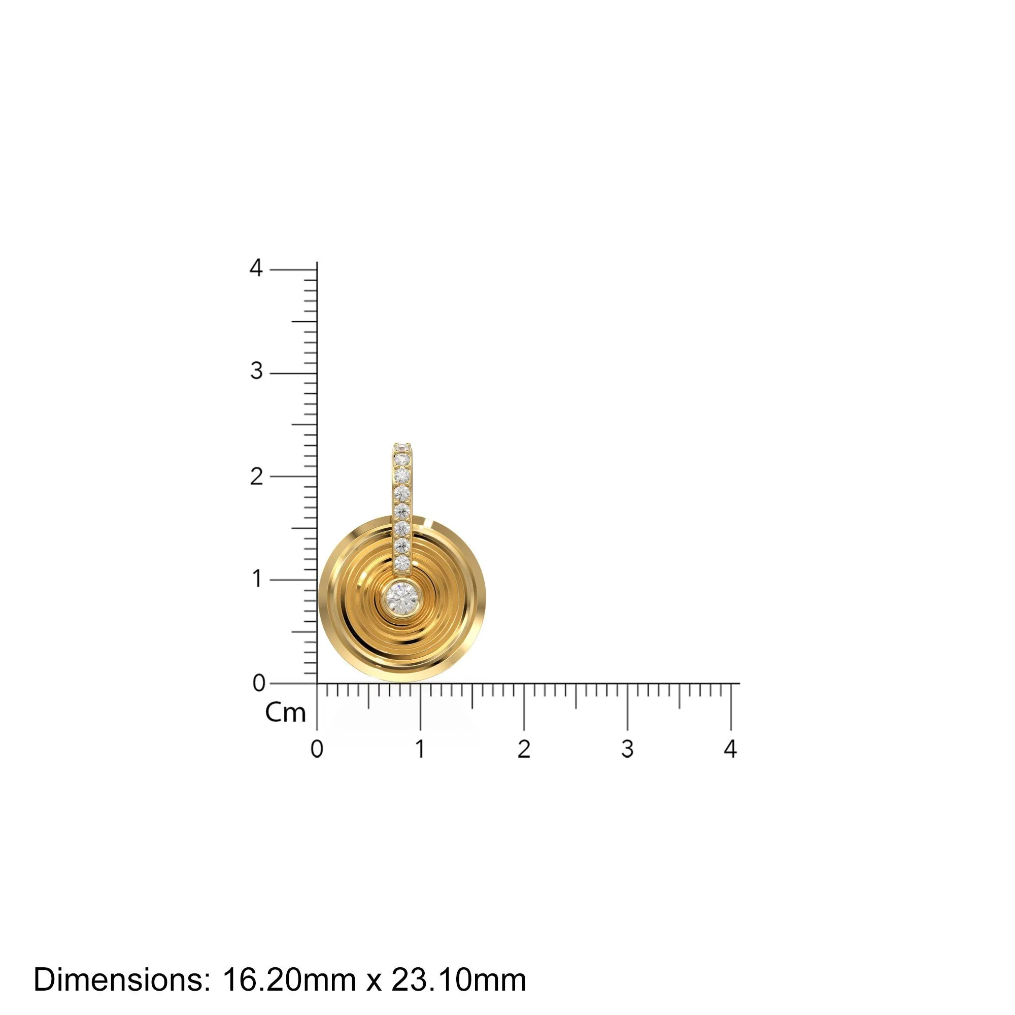 Spiral Gold Diamonds Disc Pendant / Natural Diamond Handmade Gold Coin Charm / 14k Solid Yellow Gold Circle Handmade Shimmer Necklace