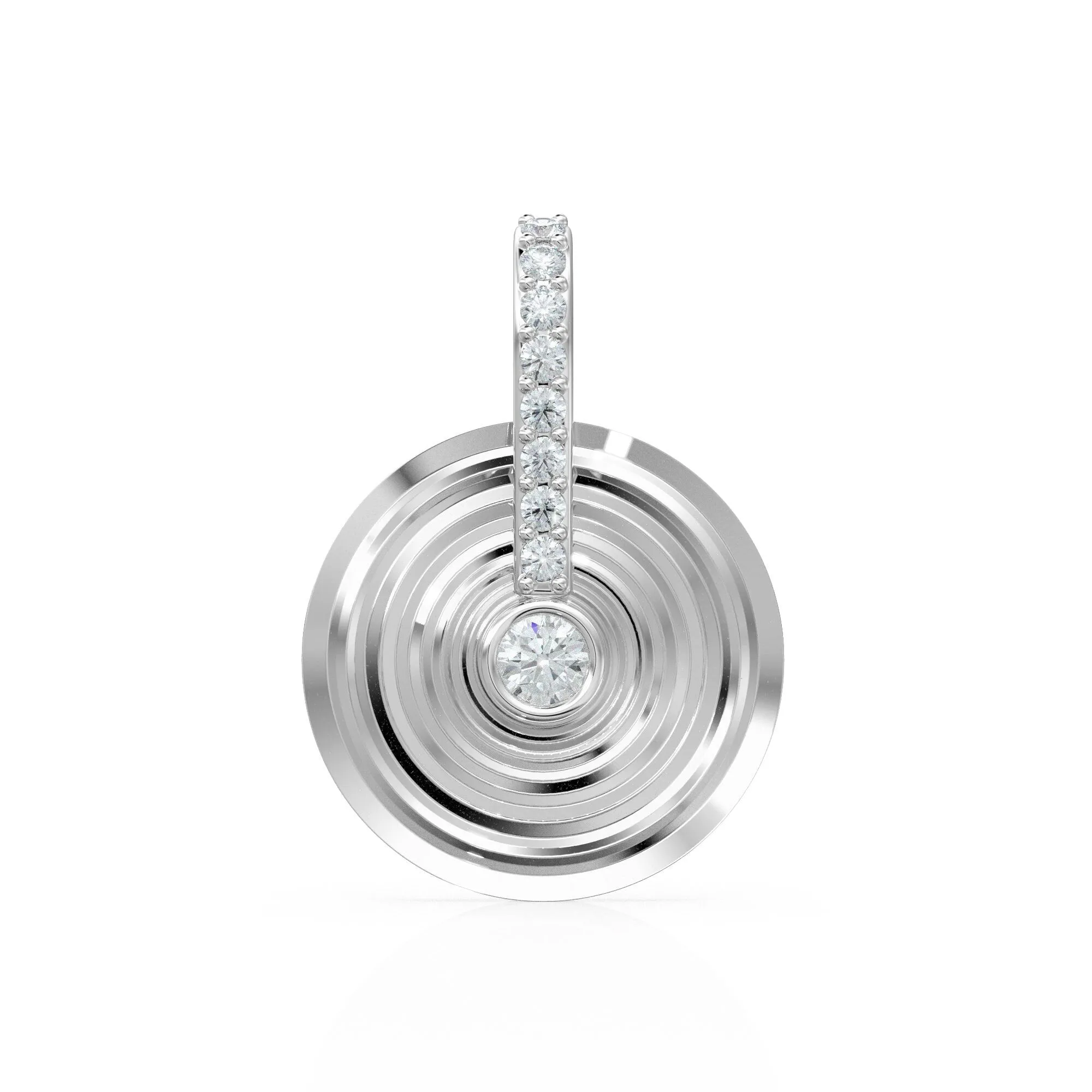 Spiral Gold Diamonds Disc Pendant / Natural Diamond Handmade Gold Coin Charm / 14k Solid Yellow Gold Circle Handmade Shimmer Necklace