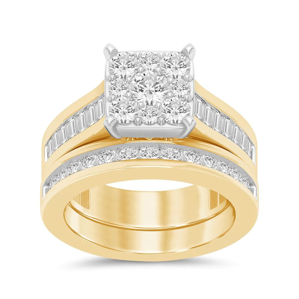 Square Look Ring With 1.75ct of Diamonds in 9ct Yellow Gold