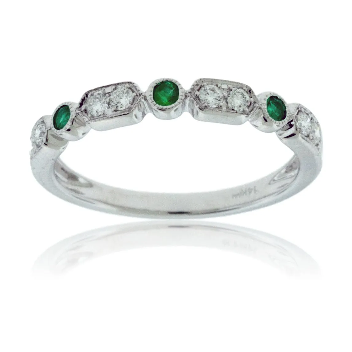 Stackable Emerald and Round Diamond Band