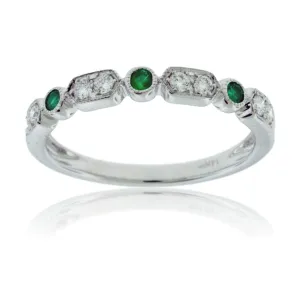 Stackable Emerald and Round Diamond Band