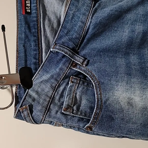 STANDARDS &amp; PRACTICES PATCHWORK TWO TONE DENIM SKINNY LEG BLUE JEANS WOMENS 18