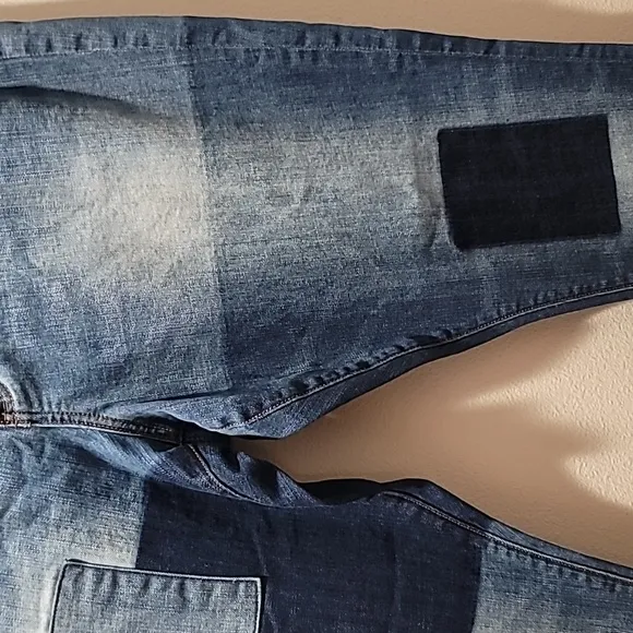 STANDARDS &amp; PRACTICES PATCHWORK TWO TONE DENIM SKINNY LEG BLUE JEANS WOMENS 18