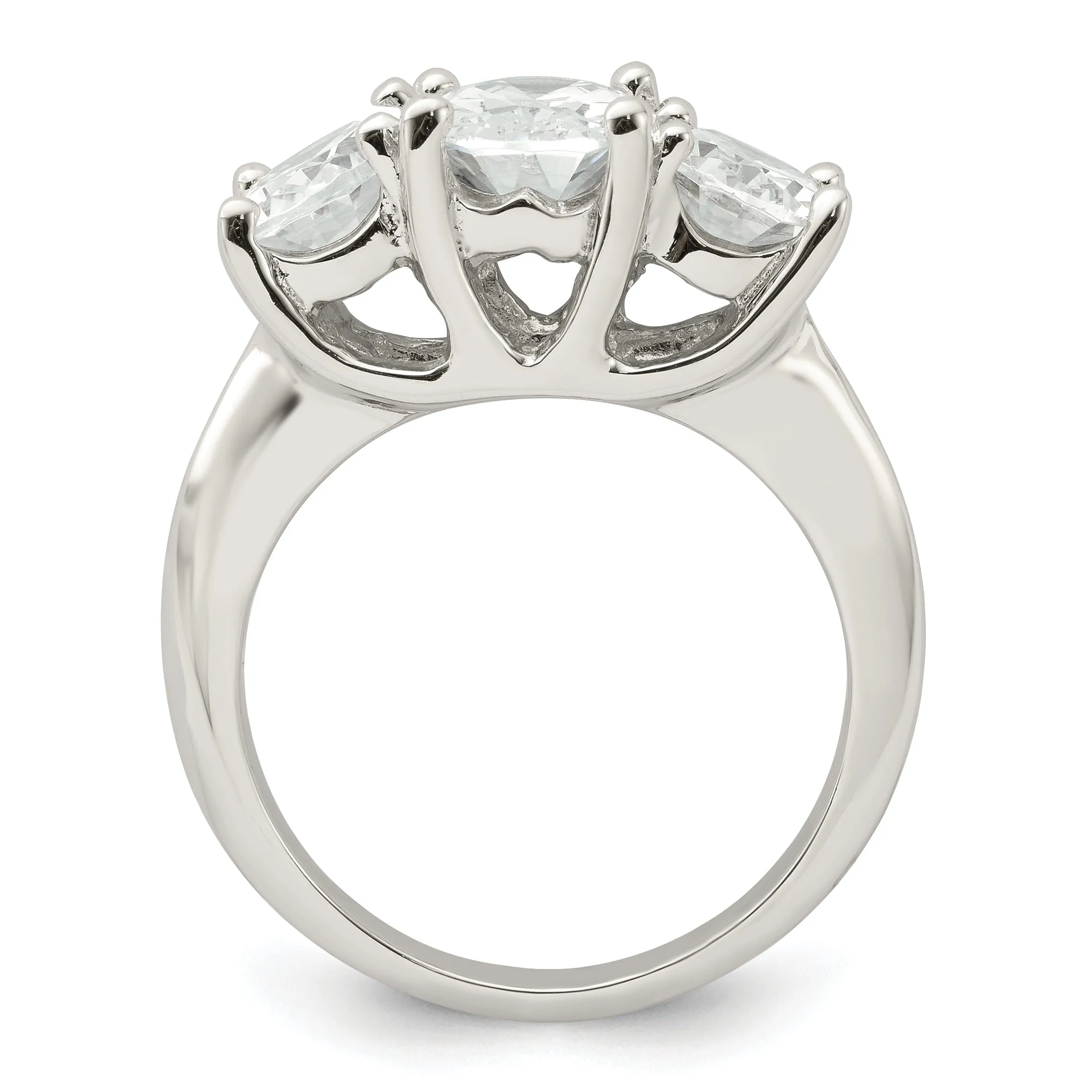Sterling Silver 3 Stone Cubic Zirconia Ring