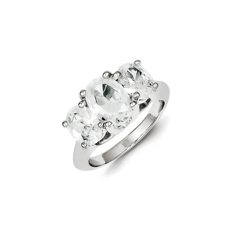 Sterling Silver 3 Stone Cubic Zirconia Ring