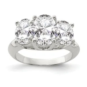 Sterling Silver 3 Stone Cubic Zirconia Ring