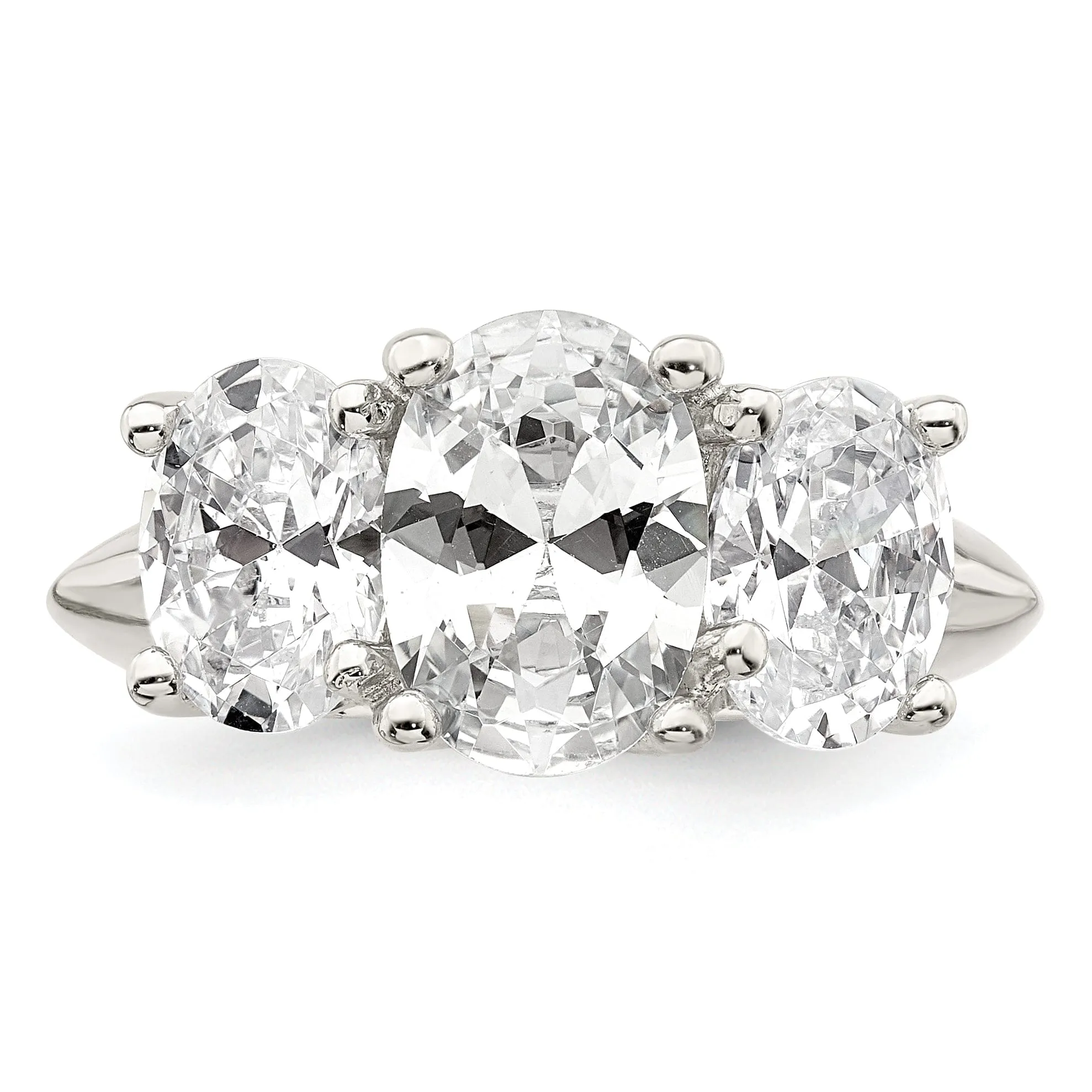 Sterling Silver 3 Stone Cubic Zirconia Ring