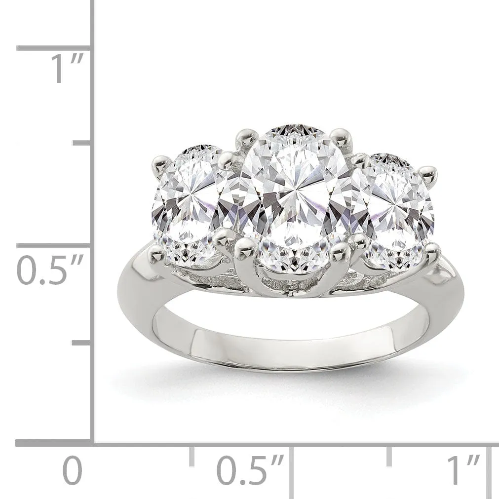 Sterling Silver 3 Stone Cubic Zirconia Ring