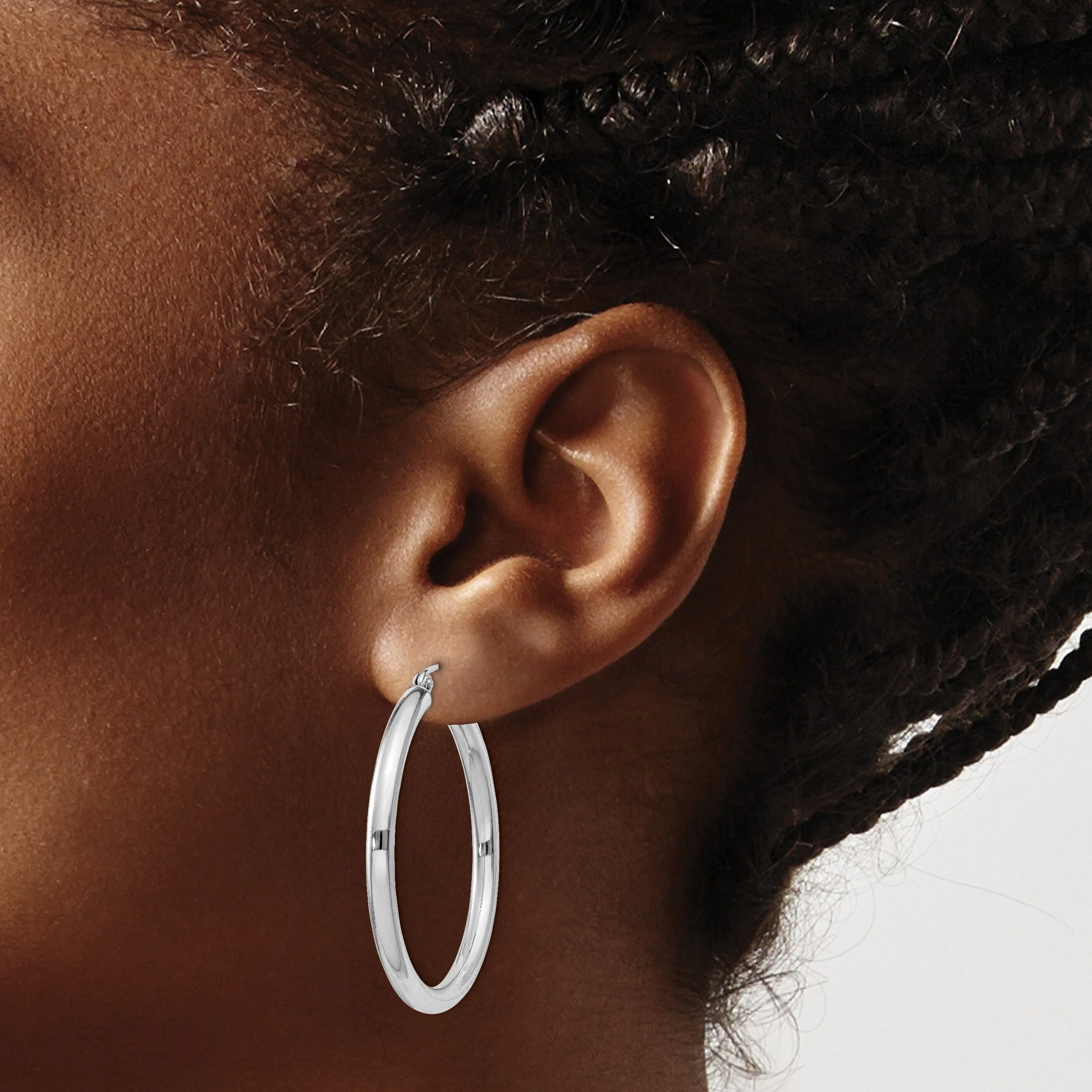 Sterling Silver 3MM Round Hoop Earrings