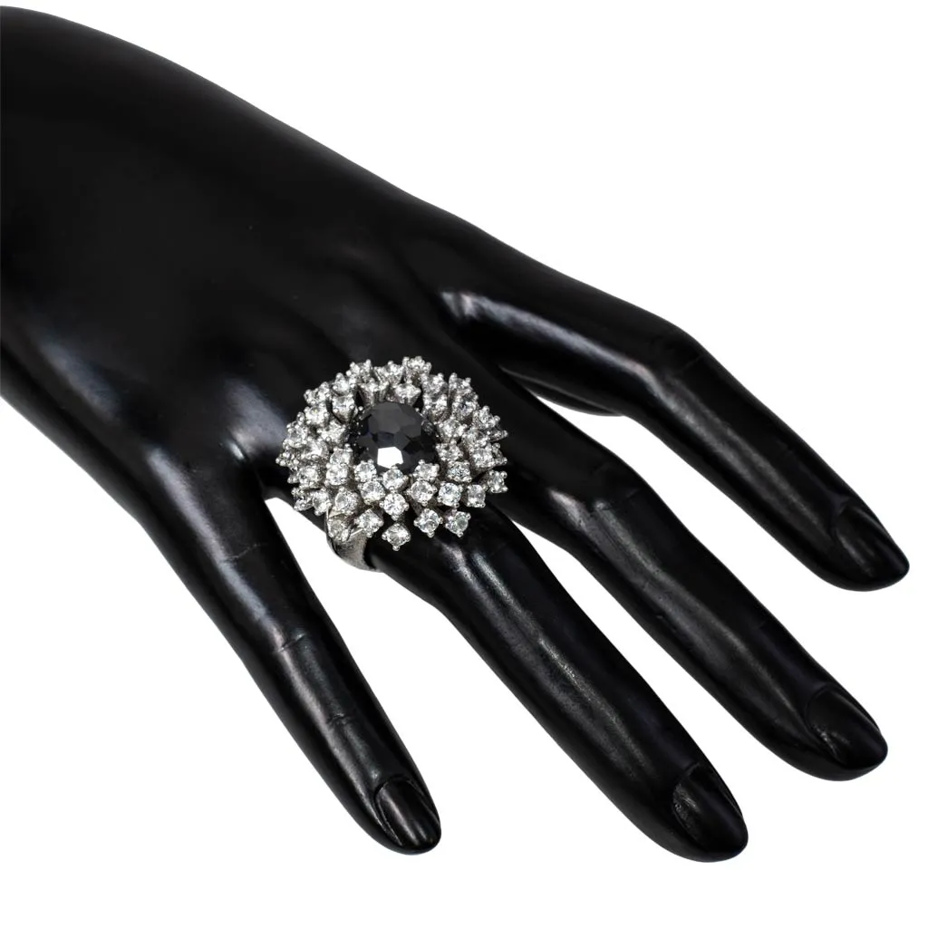 Sterling Silver Astra Ring with Hematite & Topaz