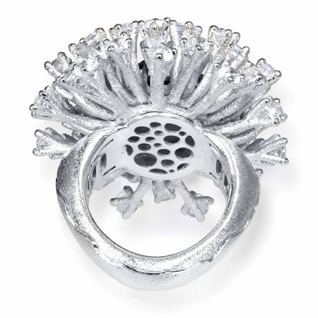 Sterling Silver Astra Ring with Hematite & Topaz