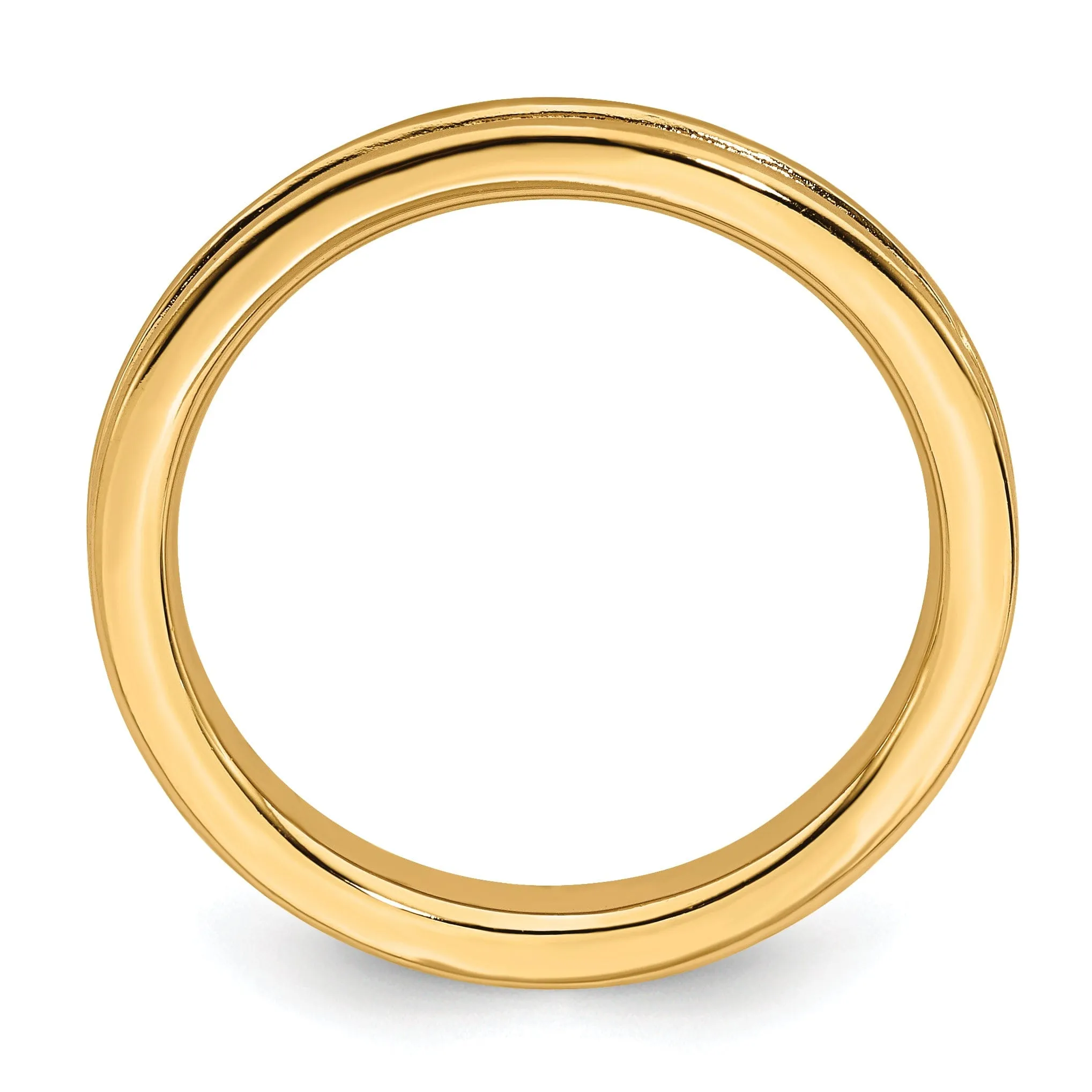 Sterling Silver Gold-Plated Grooved Ring