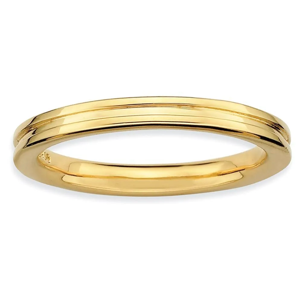 Sterling Silver Gold-Plated Grooved Ring