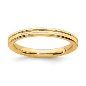 Sterling Silver Gold-Plated Grooved Ring