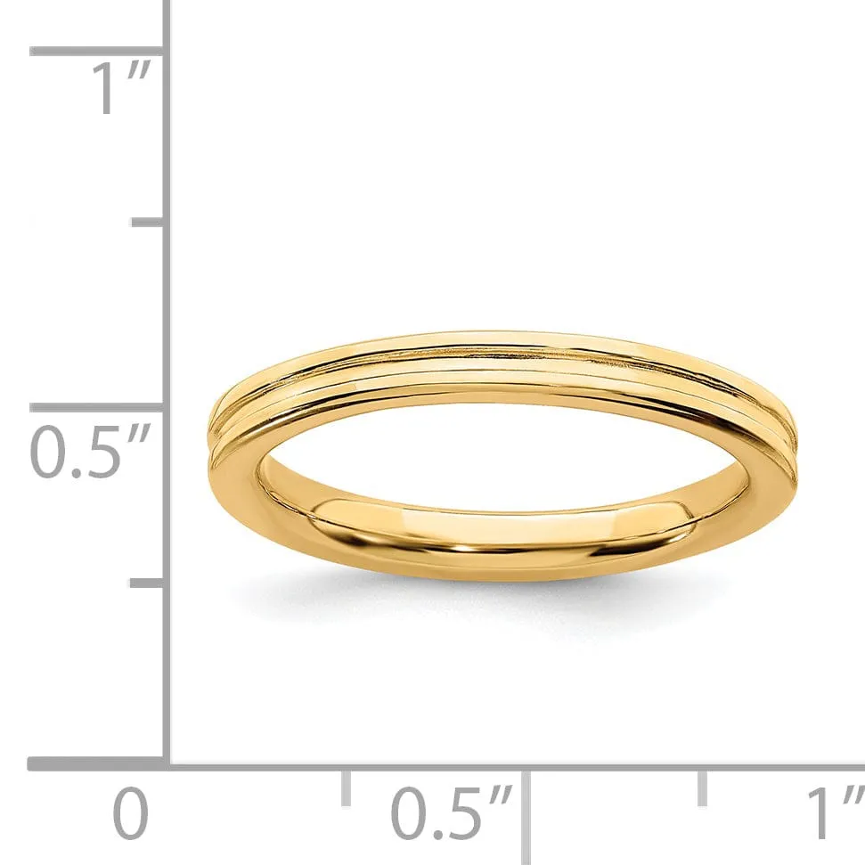 Sterling Silver Gold-Plated Grooved Ring