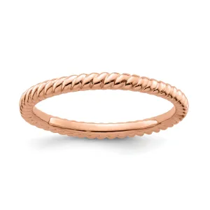 Sterling Silver Pink-Plated Twisted Ring