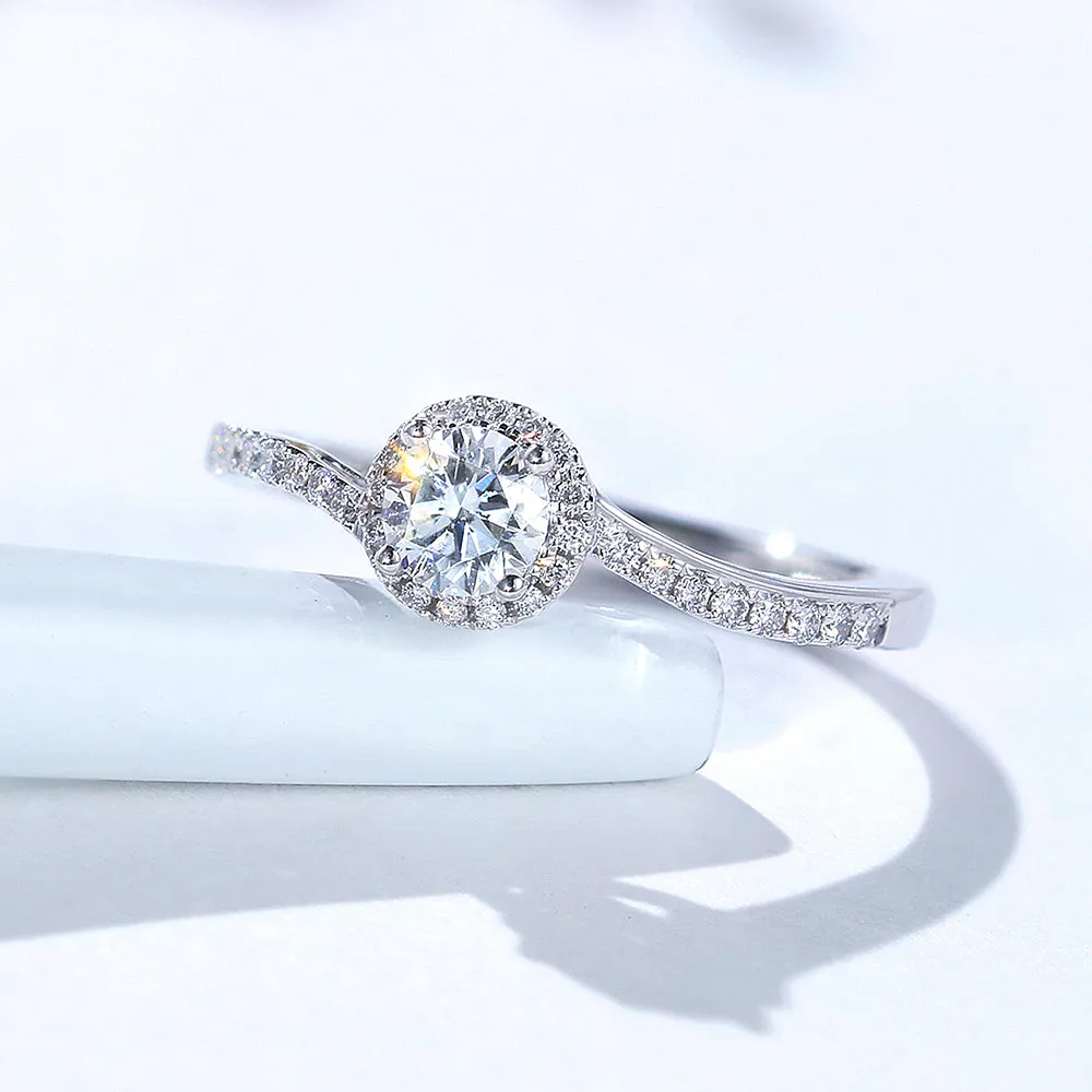 Swirl Style GIA Diamond Halo Engagement Ring