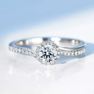 Swirl Style GIA Diamond Halo Engagement Ring