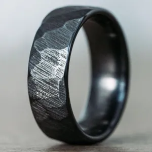 The Apollo Noir | Men's Hammered Black Titanium Wedding Band