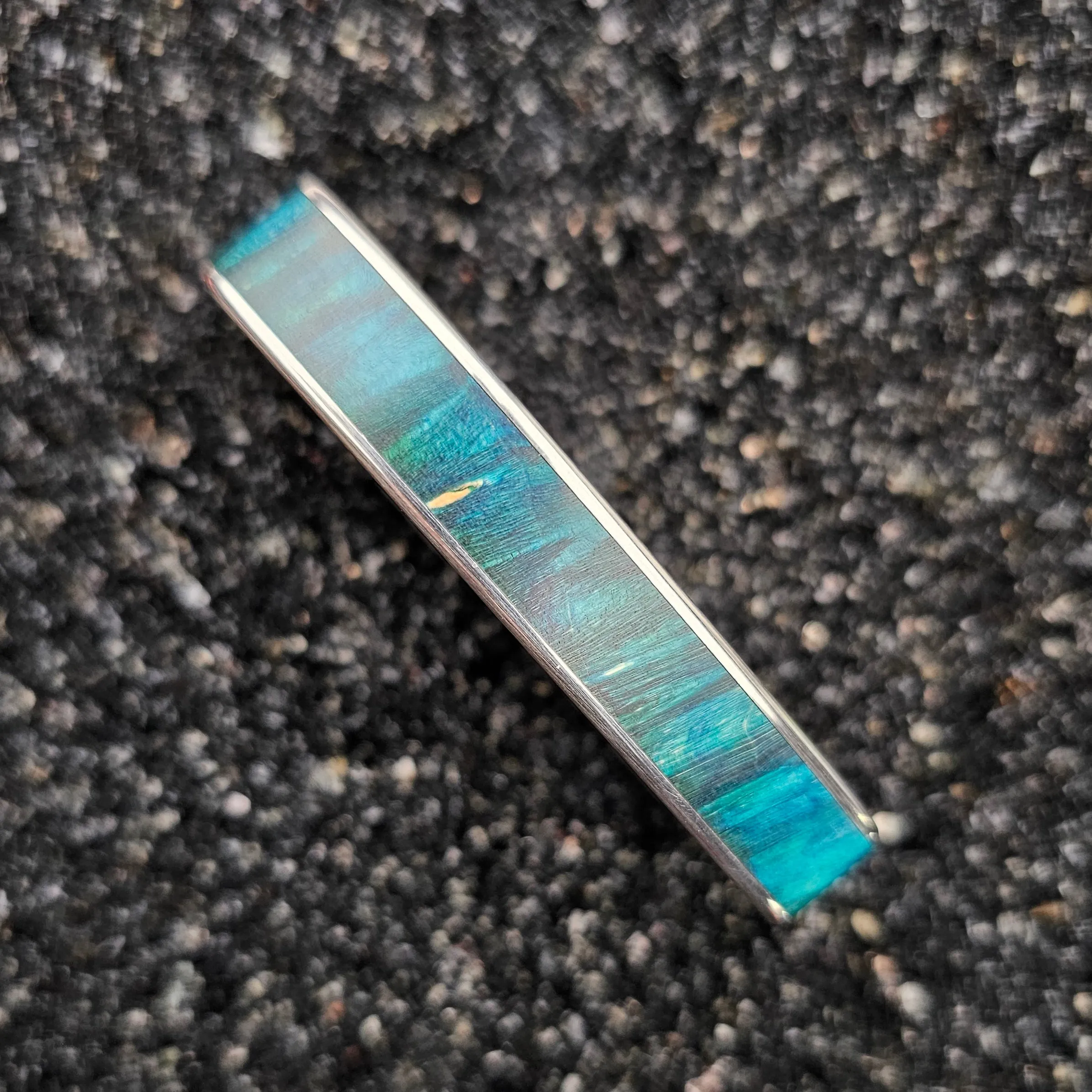The Horizon (Teal Burl Wood & Continuum Silver Two Finger Ring)