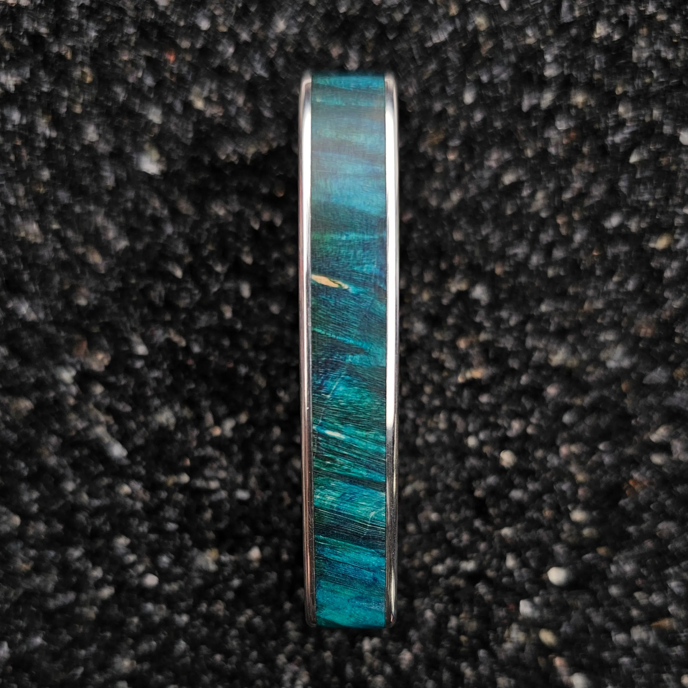 The Horizon (Teal Burl Wood & Continuum Silver Two Finger Ring)