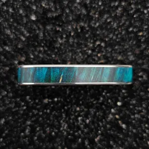 The Horizon (Teal Burl Wood & Continuum Silver Two Finger Ring)