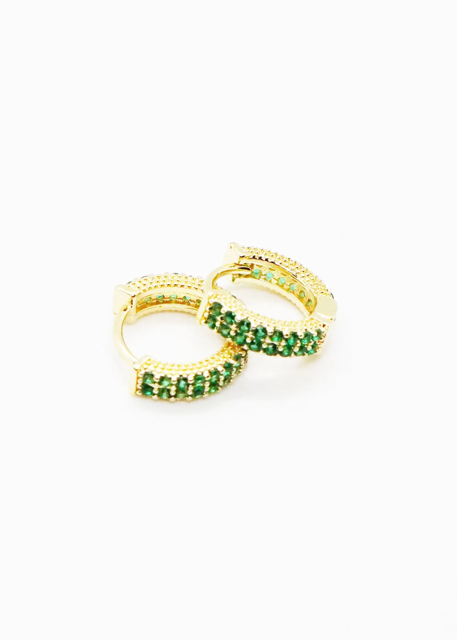 The "Candace' Gold Plated and Pink Stone Huggie earrings