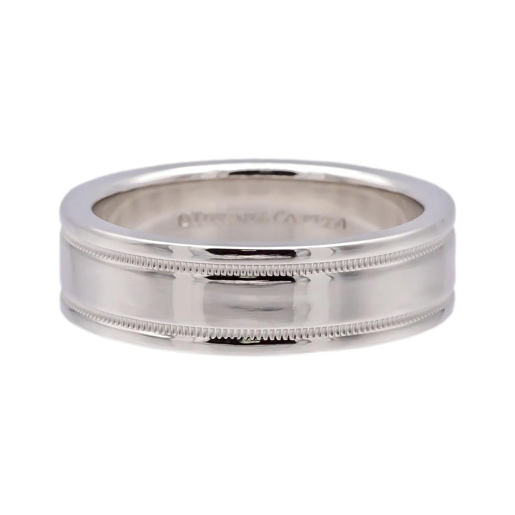 Tiffany & Co. Platinum Classic Double Milgrain Men’s Band Ring, 6mm, Size 7.5