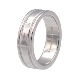 Tiffany & Co. Platinum Classic Double Milgrain Men’s Band Ring, 6mm, Size 7.5