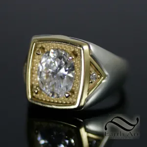 Timeless Moissanite Signet Ring - 9x11 - Mixed Metal