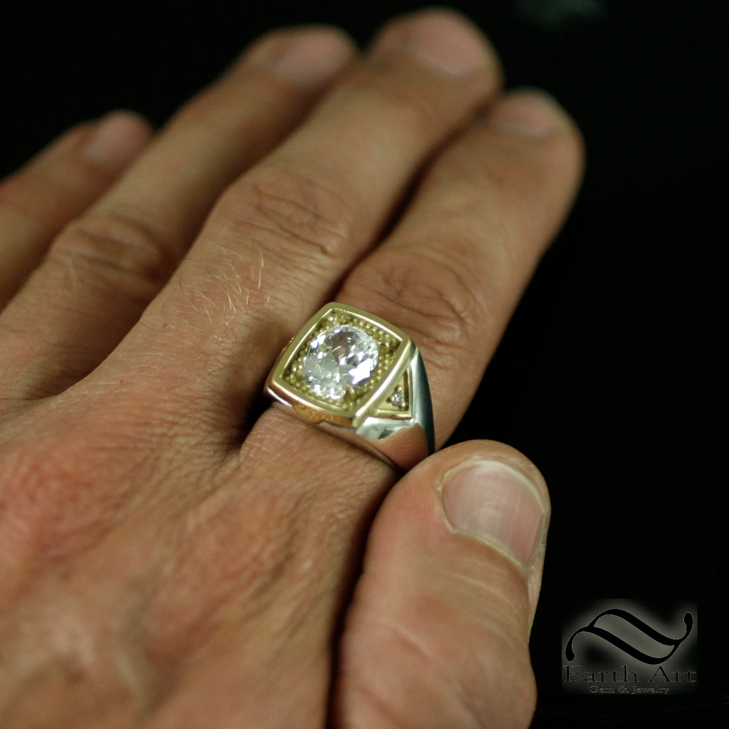 Timeless Moissanite Signet Ring - 9x11 - Mixed Metal