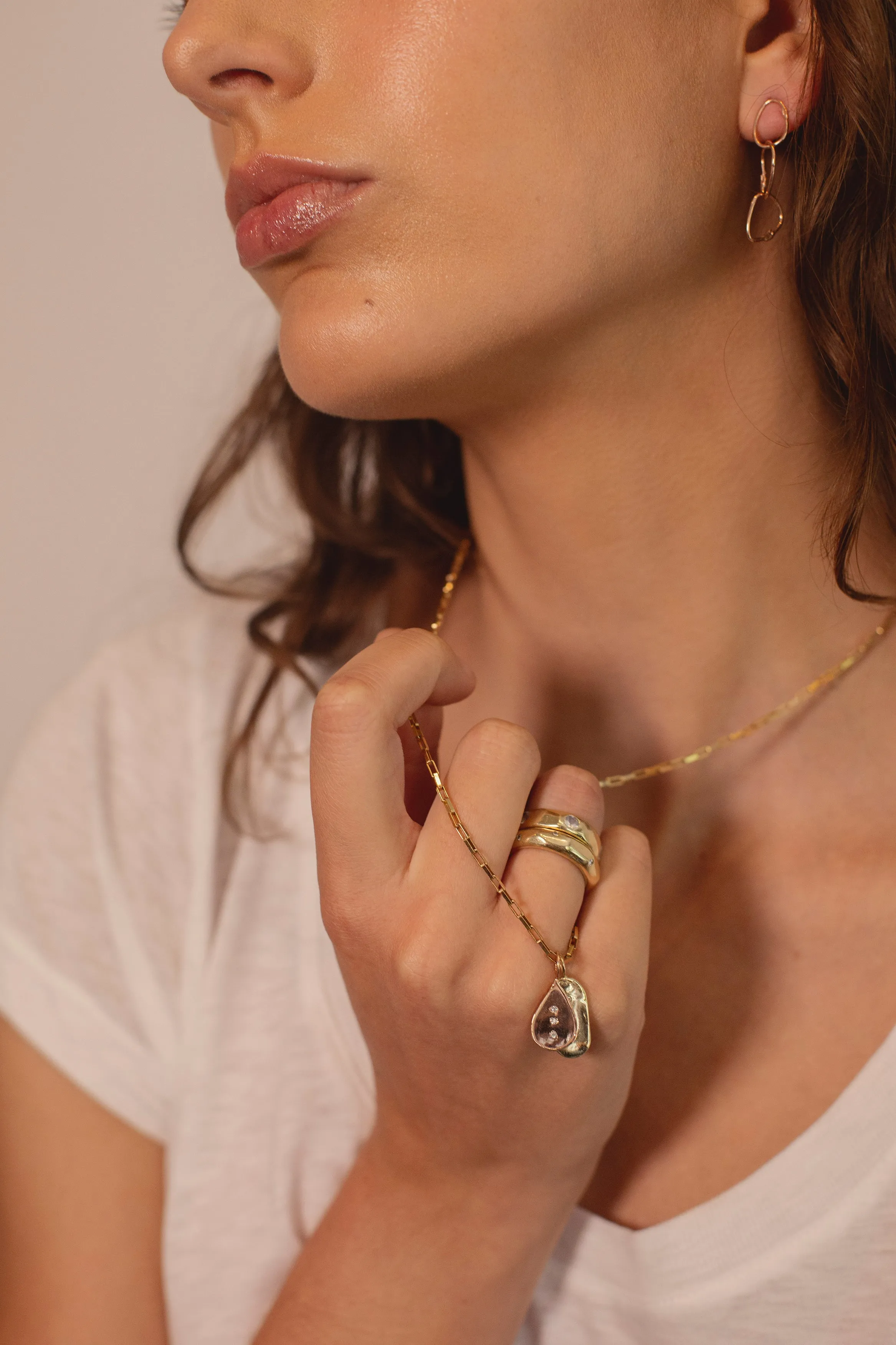 Tiny Triple Rose Gold Drop Earrings