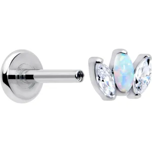 Titanium Internally Threaded Flat Back Stud - 18 Gauge Fancy CZ Opal