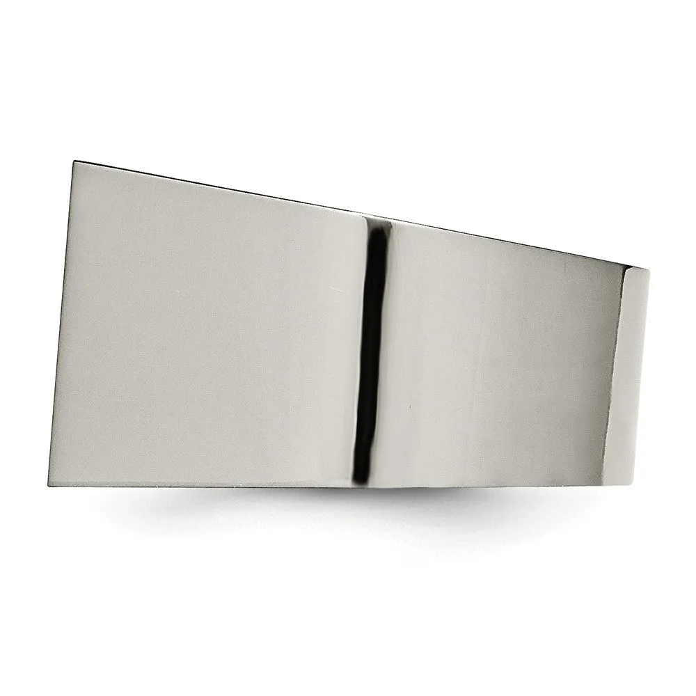 Titanium Polished CZ Signet Ring