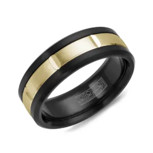Torque (7.5mm) 10K Yellow Gold and Black Cobalt Band